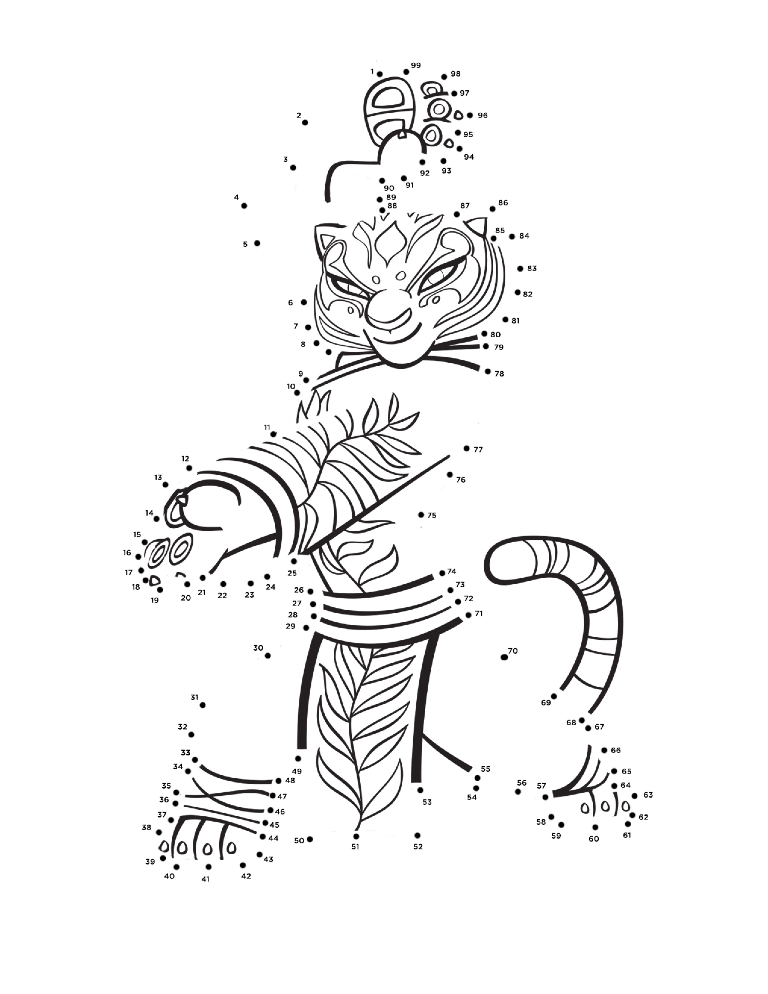 Раскраски кунг фу Панда 3 тигрица