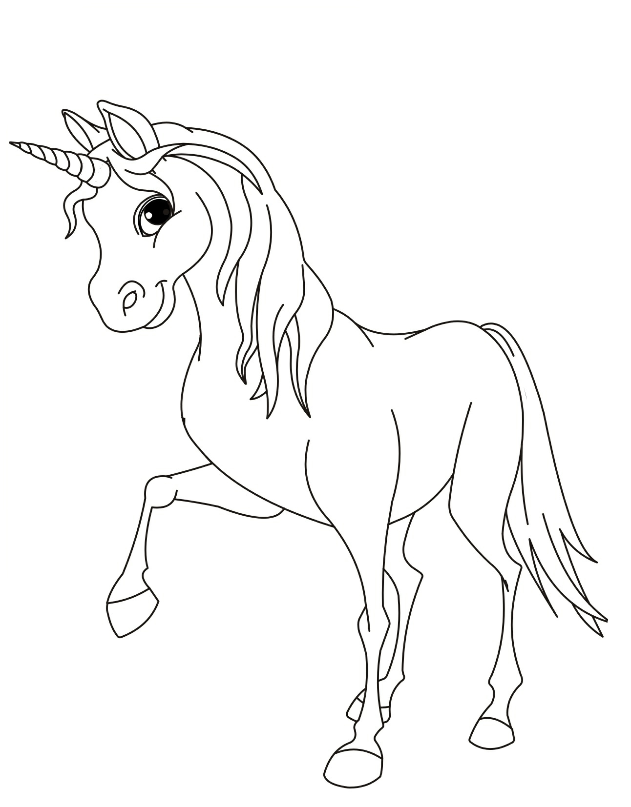Раскраски для детей лошади пони мультфильм стиль толстые линии