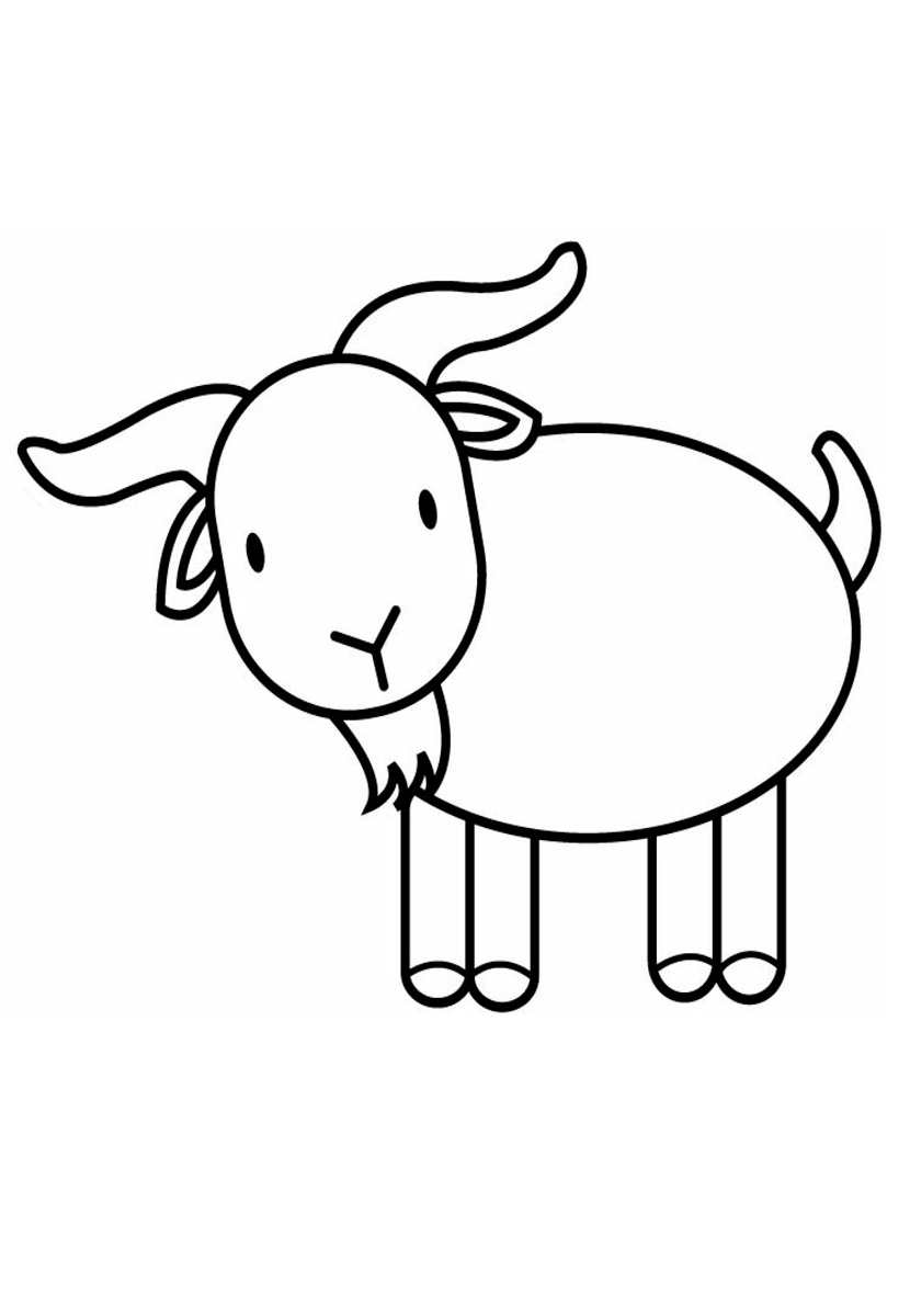 Раскраски рисунок, Раскраска Рисунок козы в плетья домашние животные.