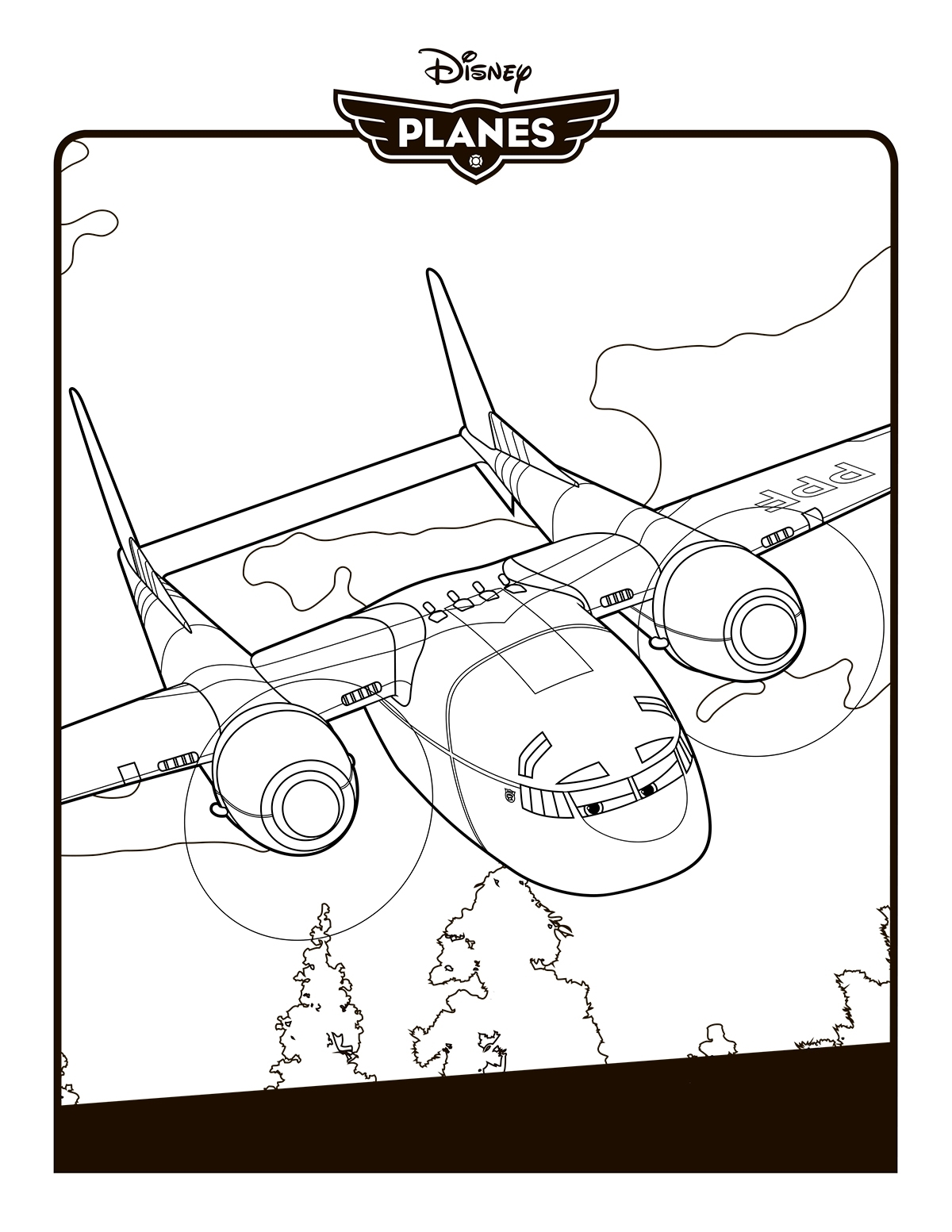 Раскраска Мультфильм про самолеты