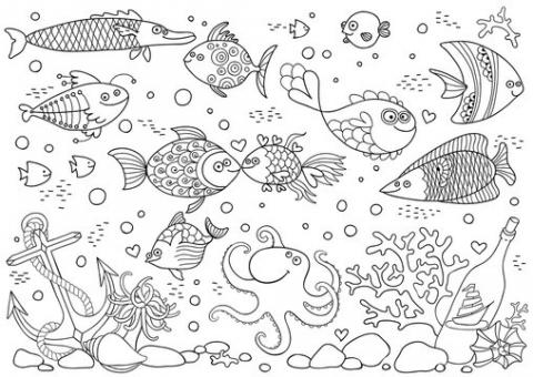 Аквариум детские рисунки с рыбками - 76 фото