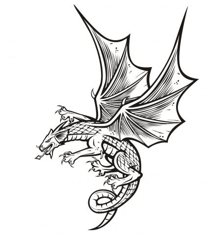 Злой Змей Горыныч — раскраска для детей. Распечатать бесплатно.
